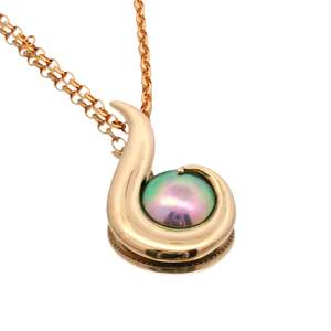 Birthday: 9ct Yellow Gold Paua Pearl Large Hook Necklace