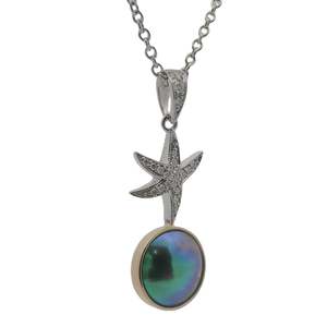 Gifts For Her: 18ct White & Yellow Gold Paua Pearl Astral Elegance Necklace