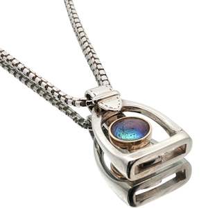 Two-Tone Paua Pearl Horse Stirrup Necklace