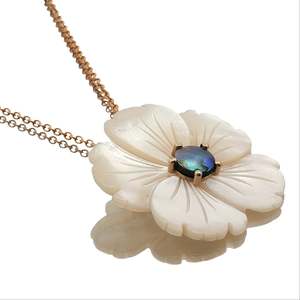 Gated Offers: 9ct Yellow Gold Paua Pearl Oyster Shell Necklace
