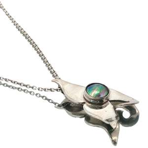 The Pink Collection: Sterling Silver Paua Pearl Splash Whale Tail Necklace