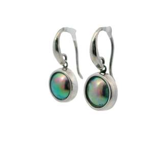 Bohemian And Free Spirited: Sterling Silver Paua Pearl Charming Hook Earrings