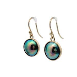 9ct Yellow Gold Paua Pearl Elegant Earrings