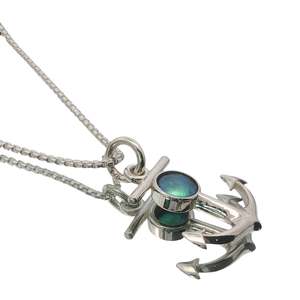 Sterling Silver Paua Pearl Anchor Necklace