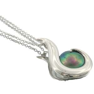 Regular Priced: August Birth Pearl - Sterling Silver Paua Pearl Large Hook Necklace