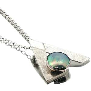 Gifts For Him: Sterling Silver Paua Pearl Beach & Wave Necklace
