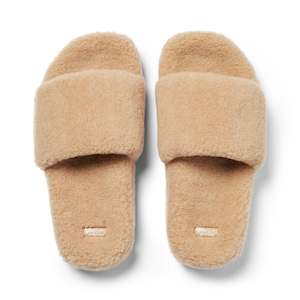 All Product: Arch Support Wool Slippers - Single Band Slide - Caramel