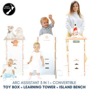 ARC ASSISTANT 3 IN 1: Learning Tower / Kitchen Helper + Toy Box + Island Bench