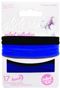 Hair Accessories: Gliders - Velvet Black/Blue Hairties