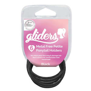 Hair Ties 1: Gliders - Metal Free Hair Ties 6pc / Black
