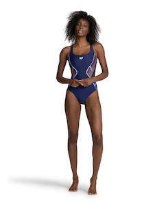 Women Training Fitness: Arena Feel Women's My Crystal Control Pro Back Swimsuit - Navy