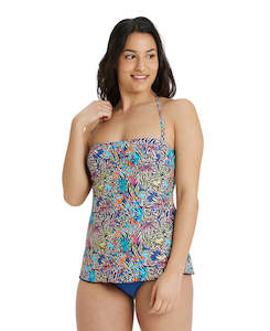 Women Racing Training Clearance: Arena Women's Printed Bandeau Tankini - Multicolour-Atlantic
