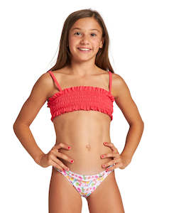 Girls Sweetie Jr Bandeau Two Pieces - Hibiscus-Pink Multi