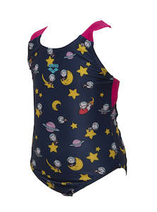 Youth Clearance: Space Cats Kids Girl One Piece - Navy-Freak Rose