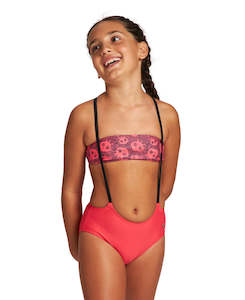 Youth Clearance: Girls Meryl Jr Bandeau Two Pieces - Hibiscus Multi-Hibiscus