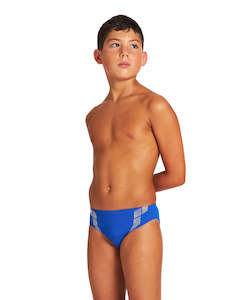 Youth Clearance: Boys Streak Jr Brief - Neon Blue-White