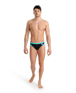 Men Training Fitness: Arena Team Men's Swim Briefs Icons - Black-Blue Diamond