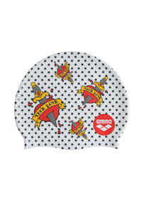 Caps: Arena Silicone Swim Cap Print 2- Crazy Tattoos
