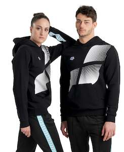 Women: Arena Diamonds Hooded Sweatshirt - Black-White-Blue Diamond