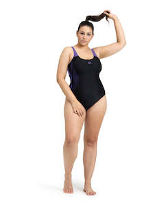 Arena Performance Women's Graphic Plus Swimsuit - Black-Lavanda