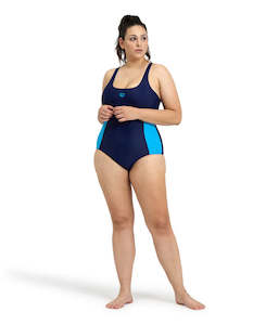 Arena Feel Women's Panel Control Pro Back Plus Swimsuit - Navy-Turquoise