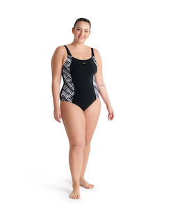Arena Bodylift Women's Emma U Back B-Cup Plus Swimsuit - Black-Black Multi