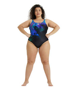 Plus Size Swimwear: Arena Women's Placement U Back Plus Swimsuit - Navy-Freak Rose-Multi