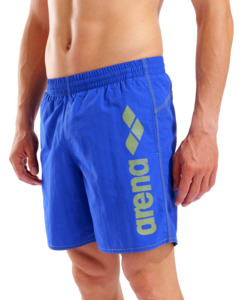 Men: Arena Men's Logotype Boxer Beach Shorts - Neon Blue