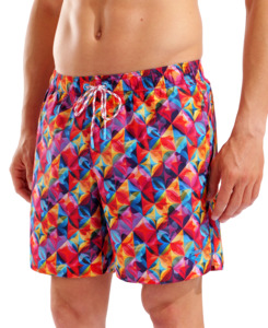 Men: Arena Men's Water Prints Boxer Beach Shorts - Red-Multi Candy