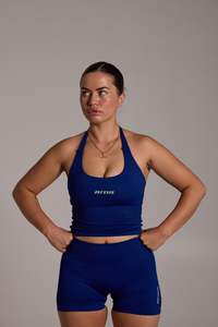 Aura Seamless Halter Tank - Navy