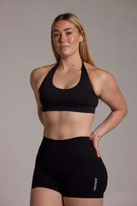 Sports Bra: Aura Seamless Halter Bra - Onyx