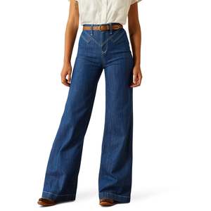 Womens Denim: Ultra High Rise Westie Yoke Wide Jeans