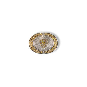 Oval Smooth Edge Floral Emblem Buckle