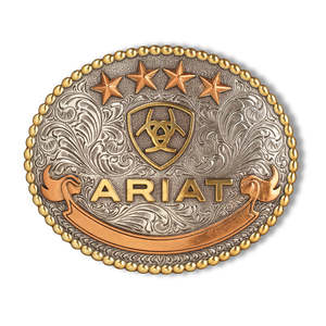 Mens Accessories: Oval Beaded Edge Ariat Logo Buckle