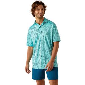 Mens Clearance: Charger 2.0 Printed Polo - Aqua