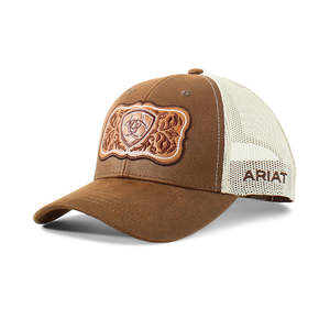 Mens Accessories: Floral Leather Patch Cap