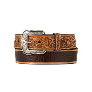 Mens Accessories: Crocodile Inlay Embossed Tabs Belt