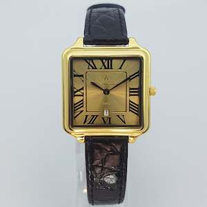 Designer Watch Collection: St Alexander GS518 Ladies Square Gold Bezel Quartz Analogue Dress Watch