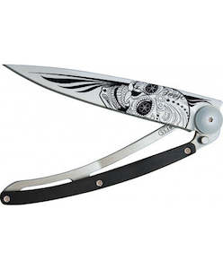 Deejo Art Knives: Deejo Tattoo 37g, Grenadilla Latino Skull
