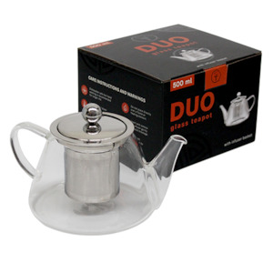 Teapots: Duo 500ml Glass Teapot with Infuser Basket