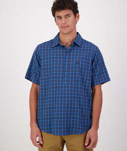 Swanndri: Swanndri Paihia Short Sleeve Shirt Maui Blue