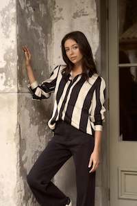 Among The Brave: Solidify Black Sand Stripe Blouse