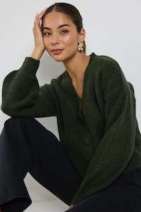 Among The Brave: Wholesome Khaki Chunky Cropped Cardigan