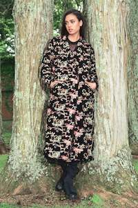 Long Night Coat Leaf Embroidery