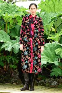 Long Night Coat  Floral Embroidery