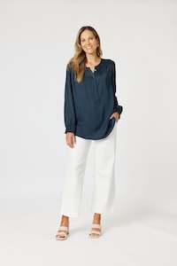 Luxe Nehru Top Midnight