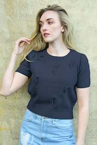 Tees: Bow Delicious Top Navy
