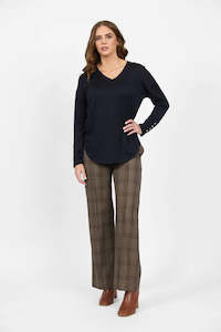 Merino V Neck Top Midnight