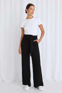 Stories Be Told: Sydney black crepe pant tie belt