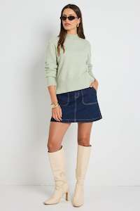 Cloud Sage Funnel Neck Jumper